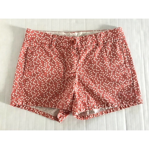 J Crew | Womens Drifting Dot Chino Shorts Size 2 Orange Cotton Stretch Low Rise - Picture 5 of 8